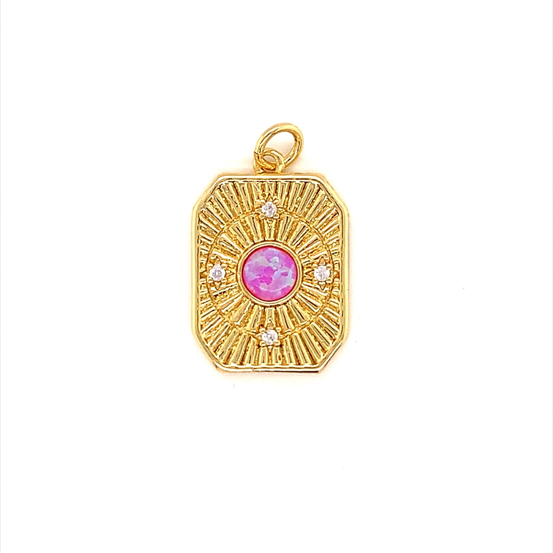 Pink Opal Pendant - Gold Plated