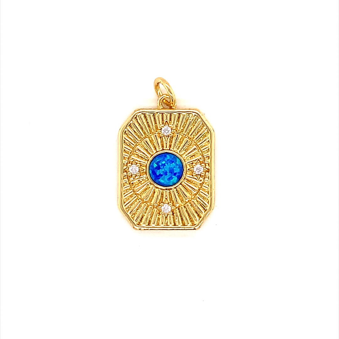 Blue Opal Pendant - Gold Plated