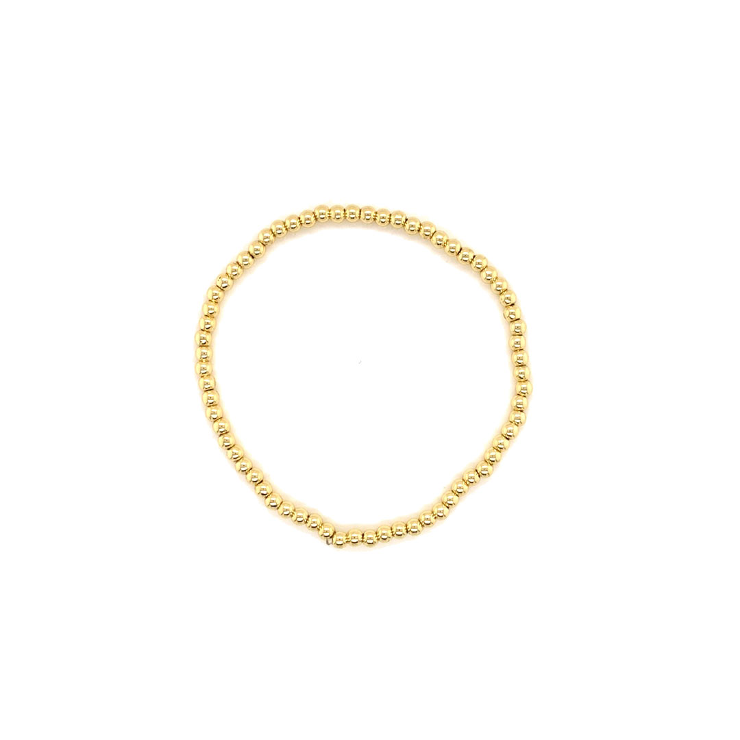 3mm Stainless Steel Beaded Bracelet - Gold Plated