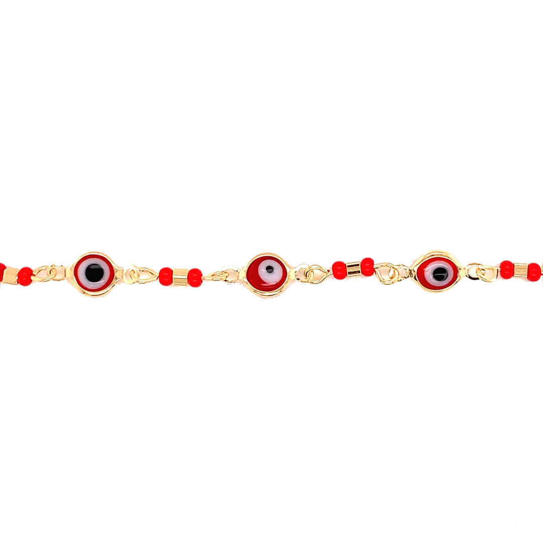 Red Lucky Eye Bracelet - Gold Filled