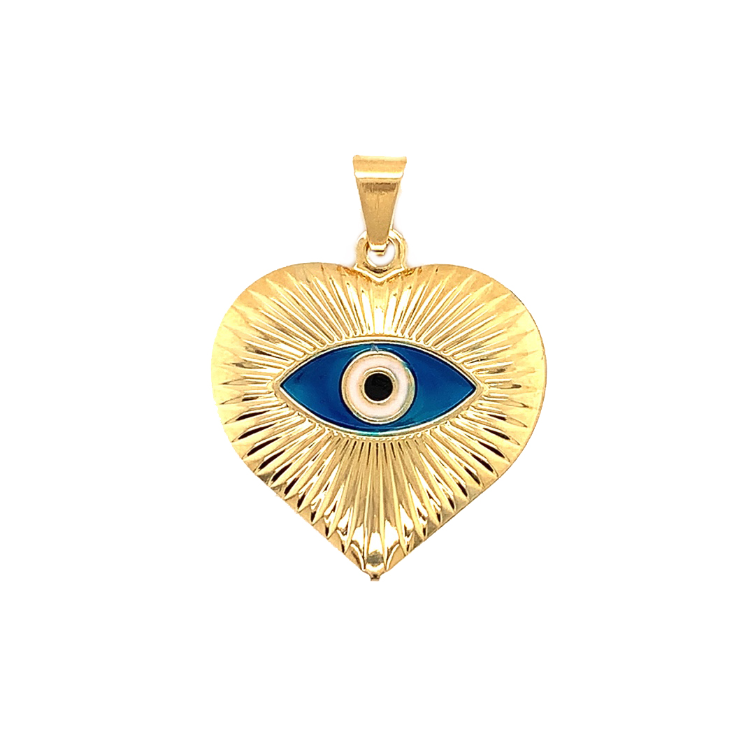 Evil Eye Heart Pendant - Gold Filled