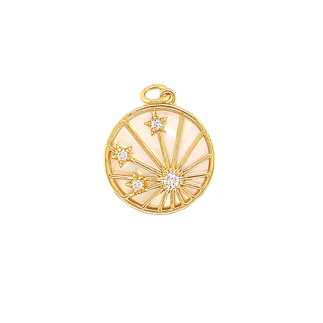 Shell Pearl CZ Stars Pendant - Gold Plated