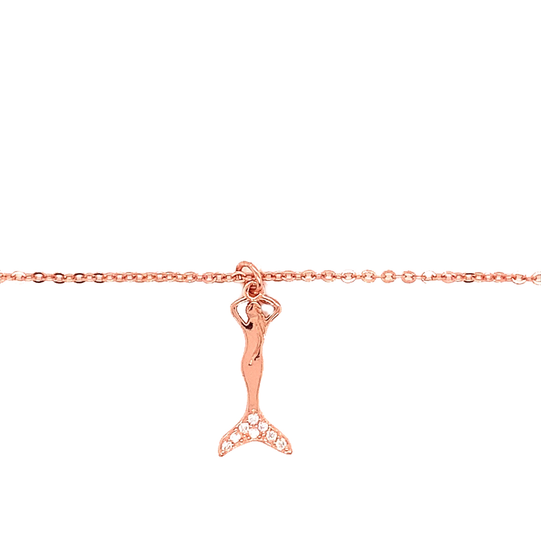 1978 - Mermaid With CZ Necklace - Rose Gold