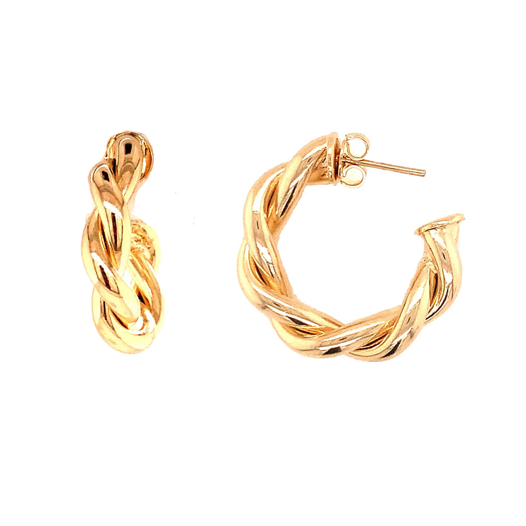 6x26mm Twisted Rope Hoops - Gold Filled