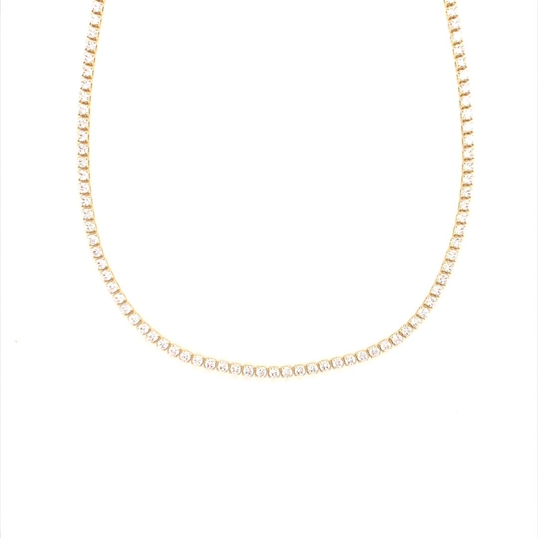 15.5" Tennis Necklace with 2" Extension - Gold Plated