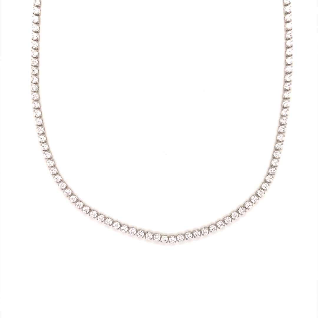 15.5" Tennis Necklace with 2" Extension - Silver Plated