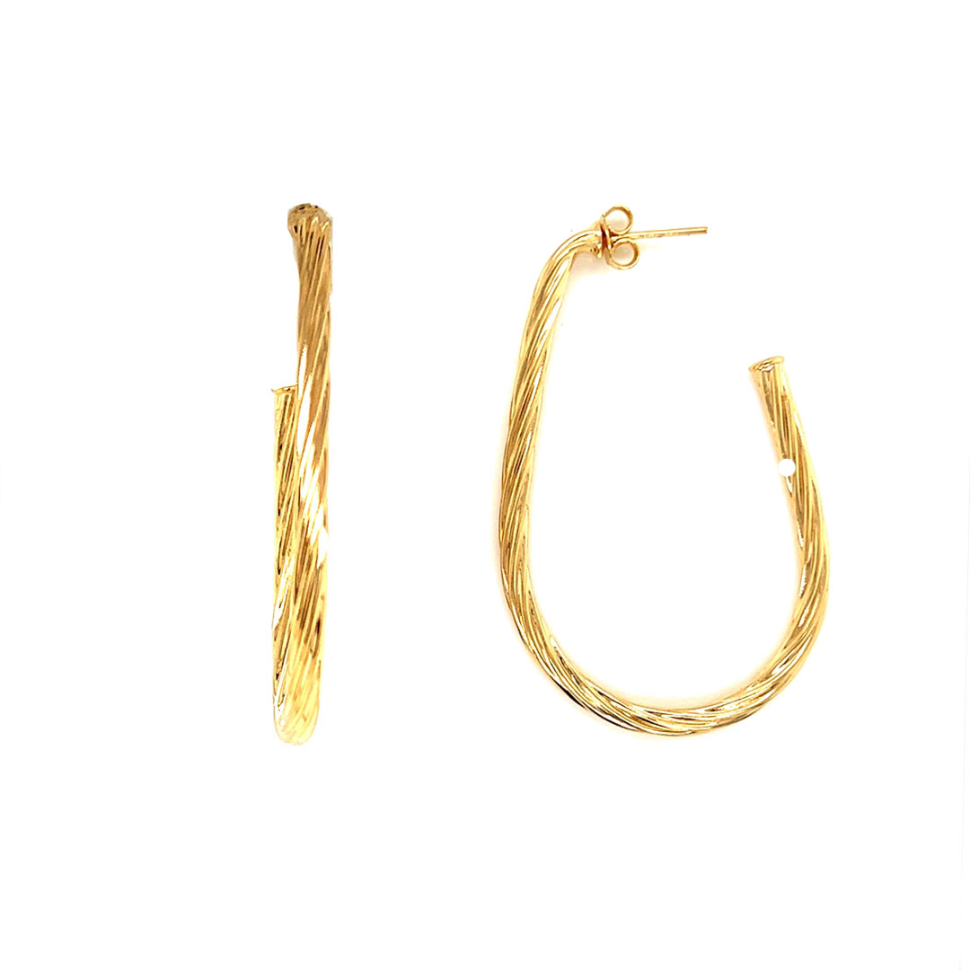 3mm x 50mm Textured Hoops - Gold Filled