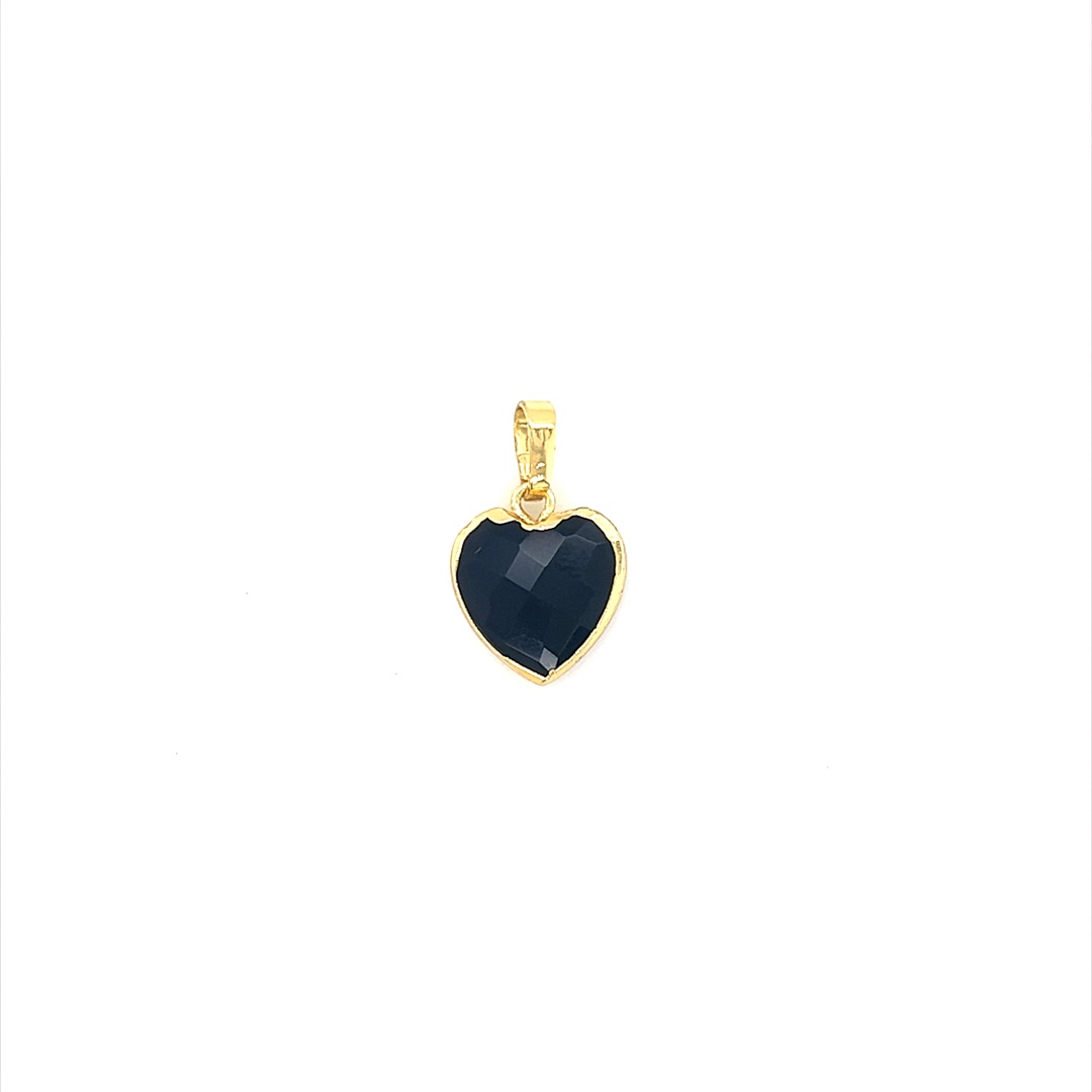 Onyx Heart Pendant - Gold Plated