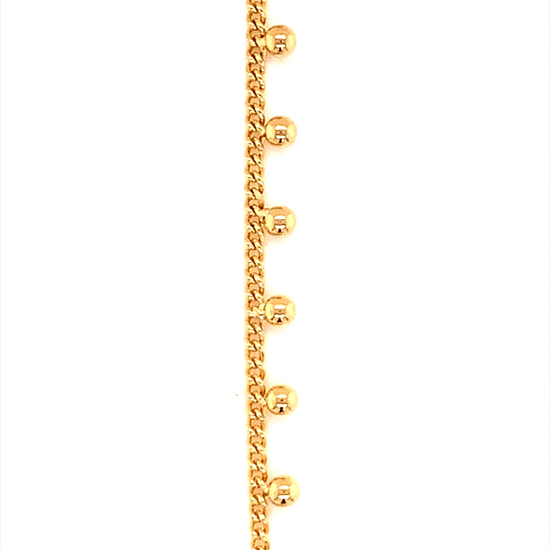 14" Curb Chain with Dangling Beads - Gold Filled