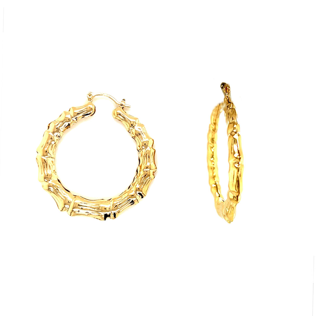 5mm x 50mm Bamboo Hoops - Gold Filled