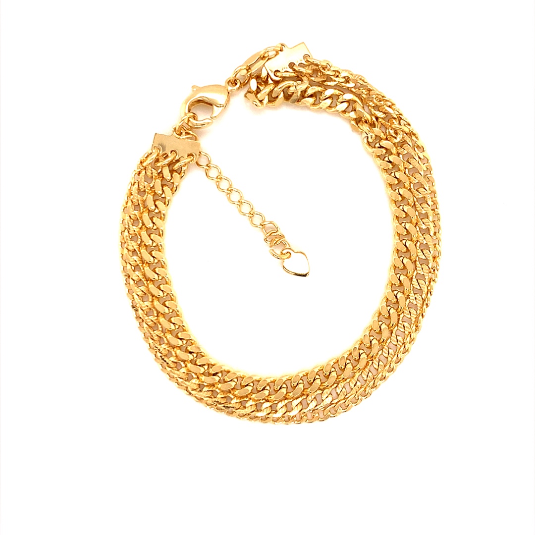 Tri-Curb Chain Bracelet - Gold Filled