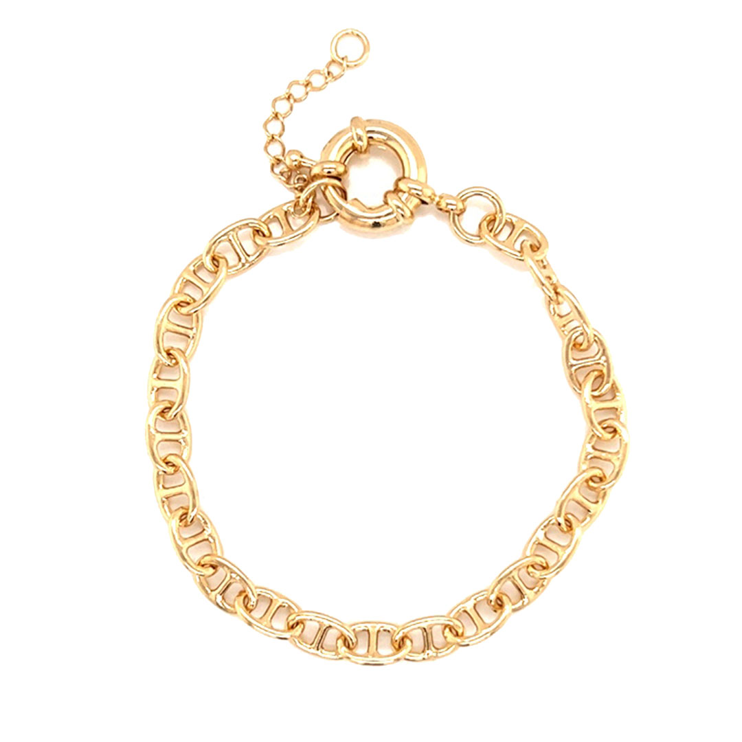 Link Bracelet with Bolt Ring Clasp - Gold Filled -7"
