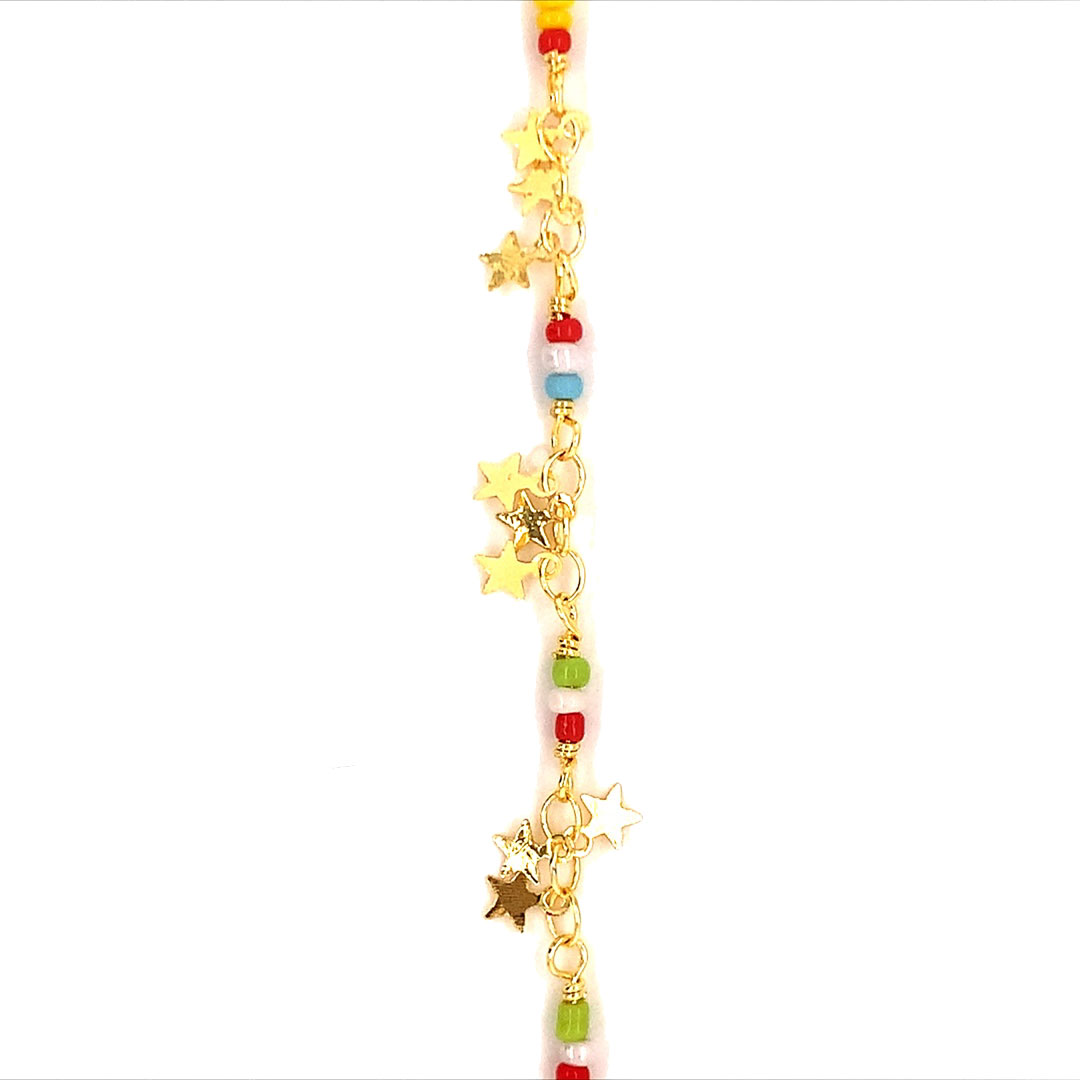 Star Beaded Chain - Gold Plated - Price Per Foot