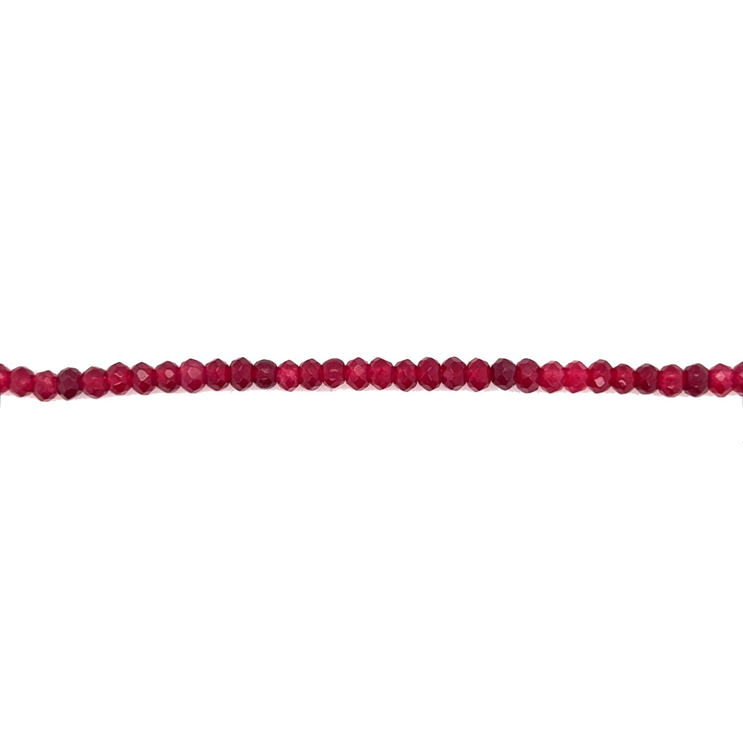 2x4mm Ruby Red Dyed Jade Rondelles - Faceted
