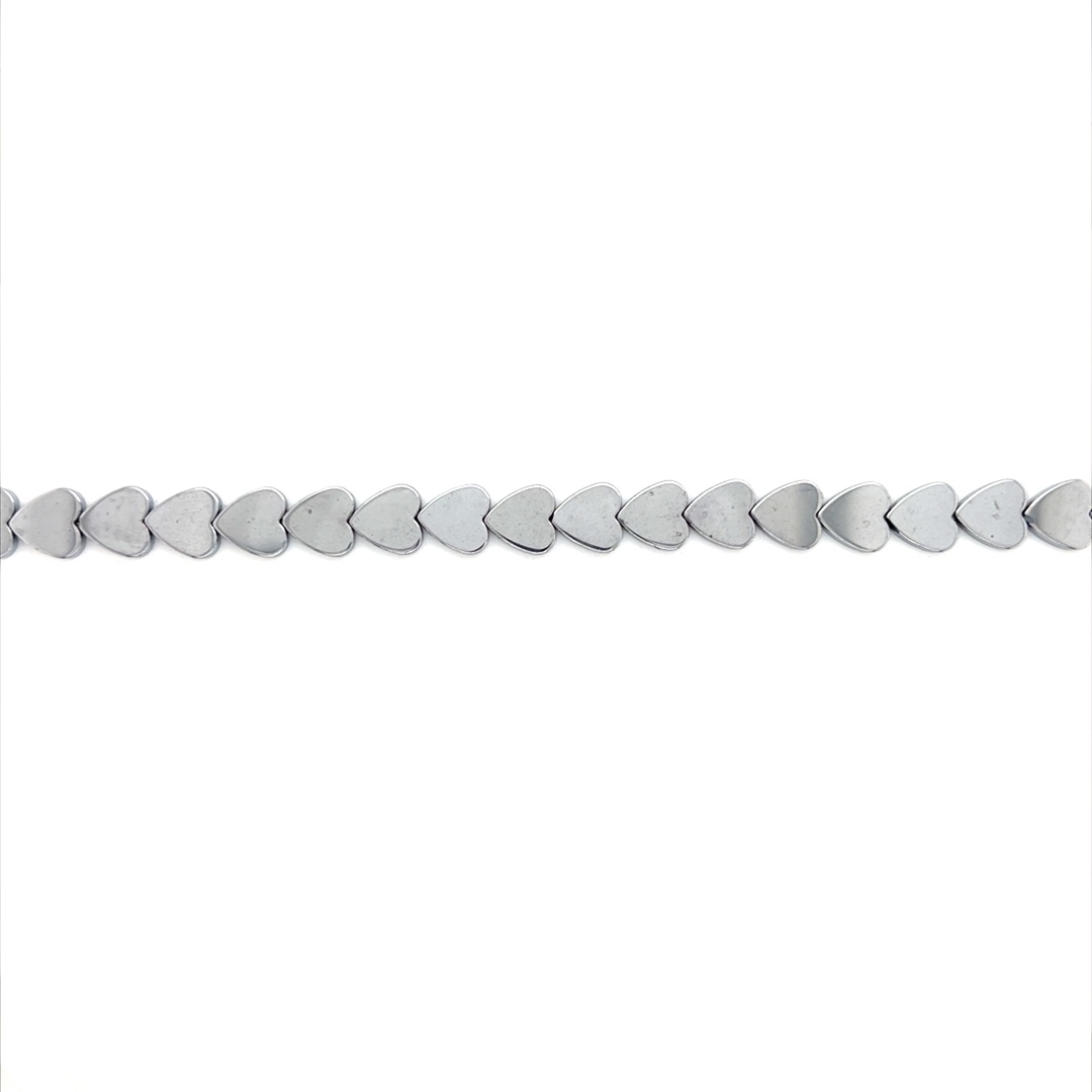 8mm Silver Plated Heart Hematite Beads