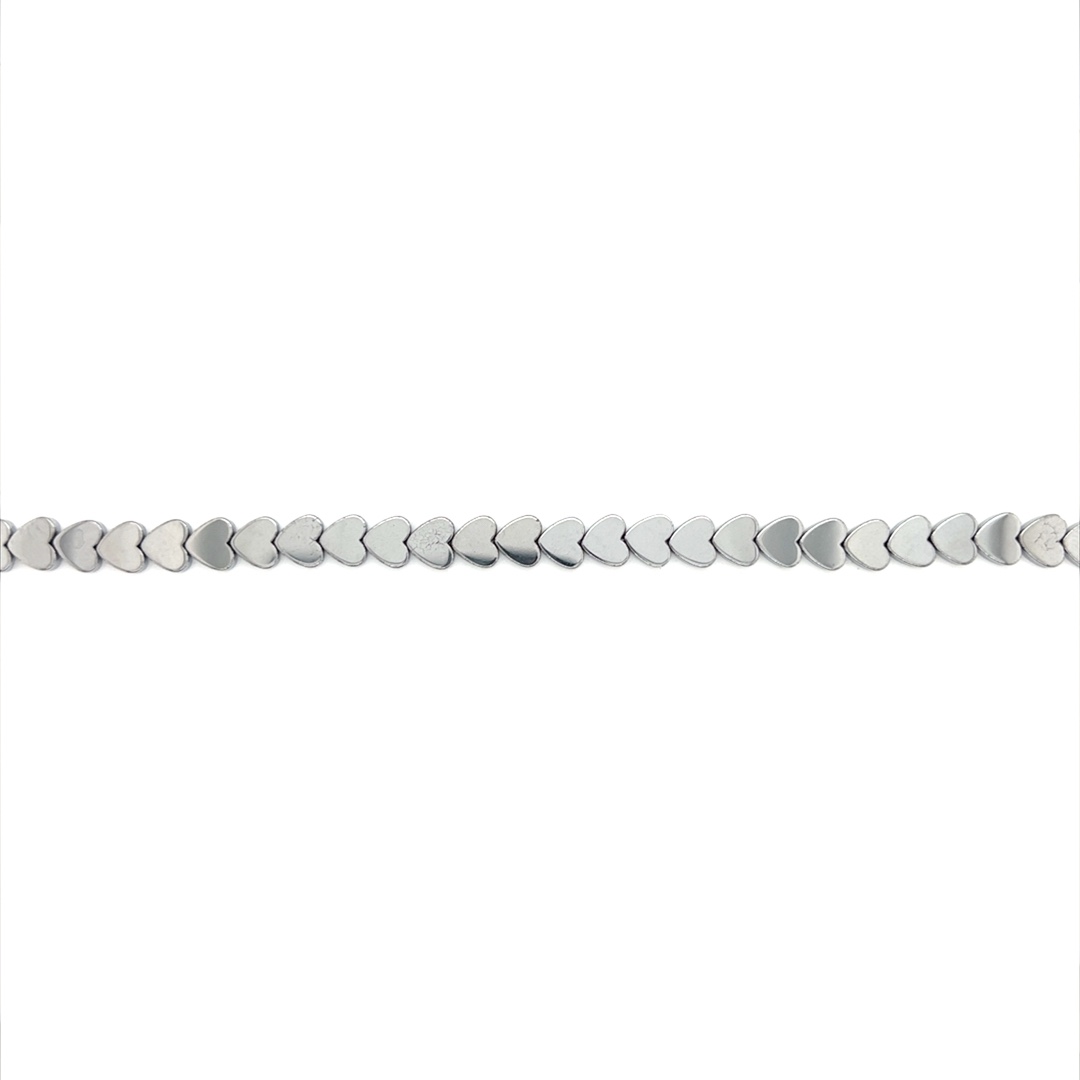 6mm Silver Plated Heart Hematite Beads