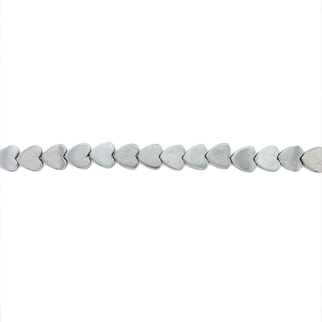 10mm Silver Plated Heart Hematite Beads