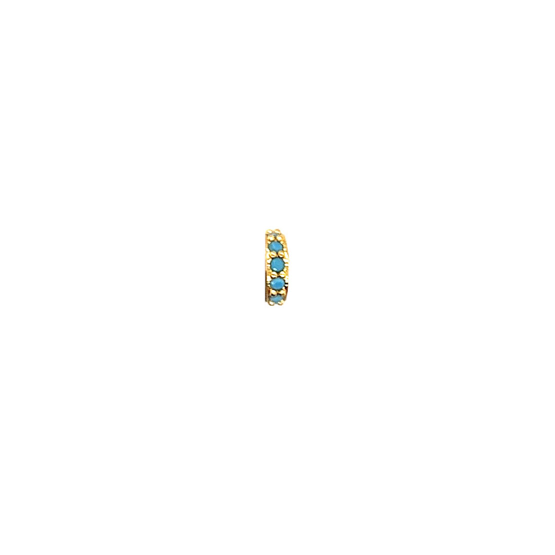 2x6mm Turquoise CZ Pave Wheel - Gold Plated