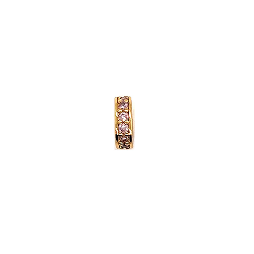 3x8mm Pink CZ Pave Wheel - Gold Plated