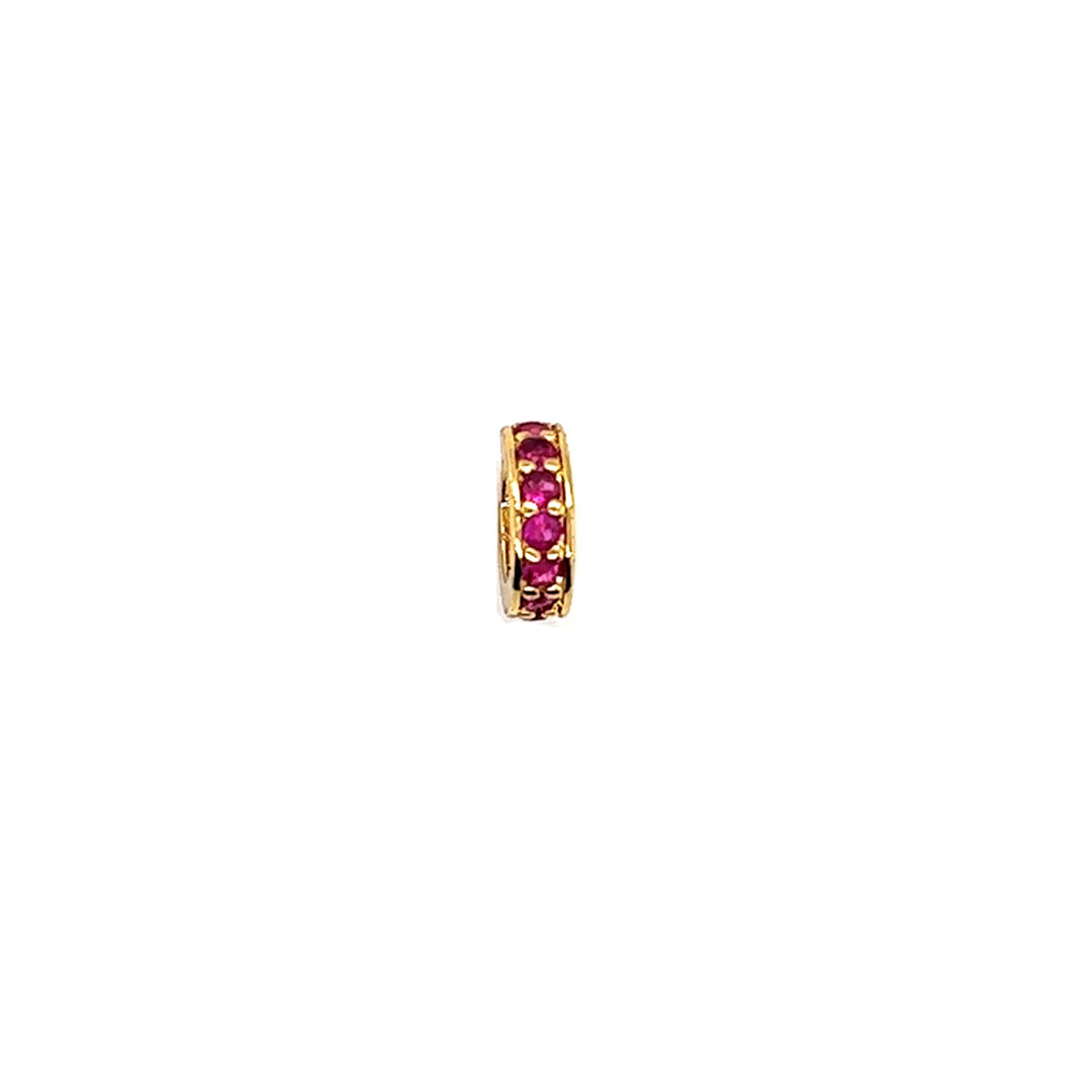 3x8mm Ruby CZ Pave Wheel - Gold Plated