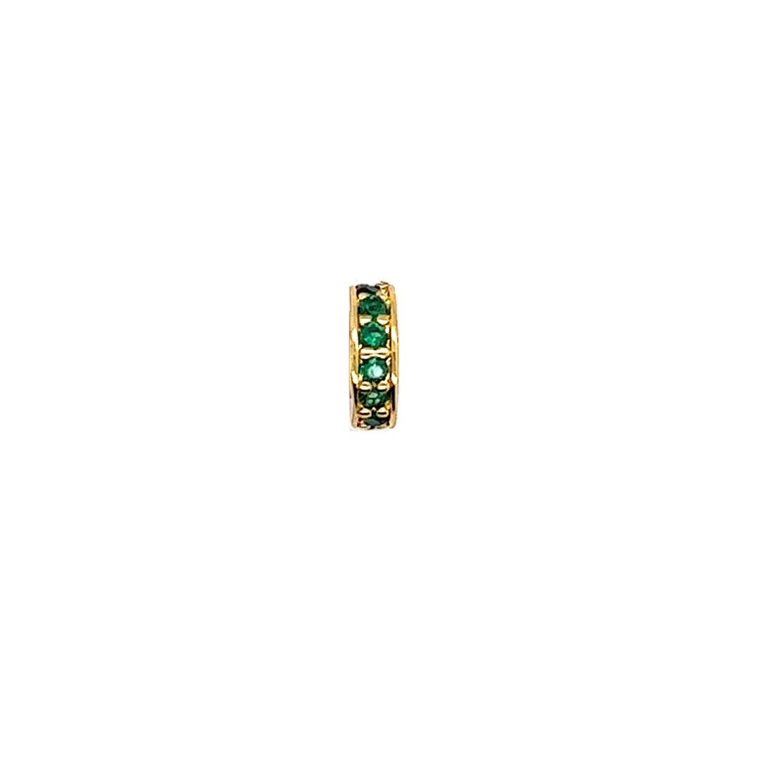 3x8mm Green CZ Pave Wheel - Gold Plated