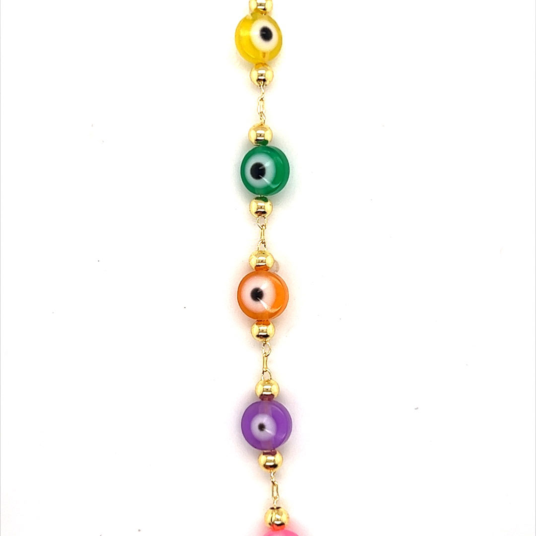 Beaded Evil Eye Chain - Gold Plated