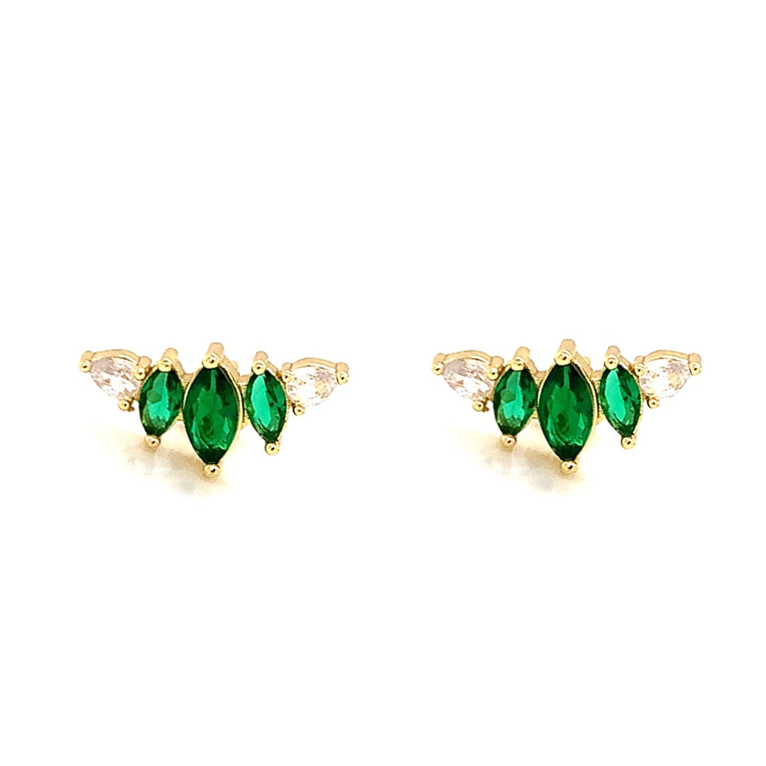 Emerald CZ Stud - Gold Plated