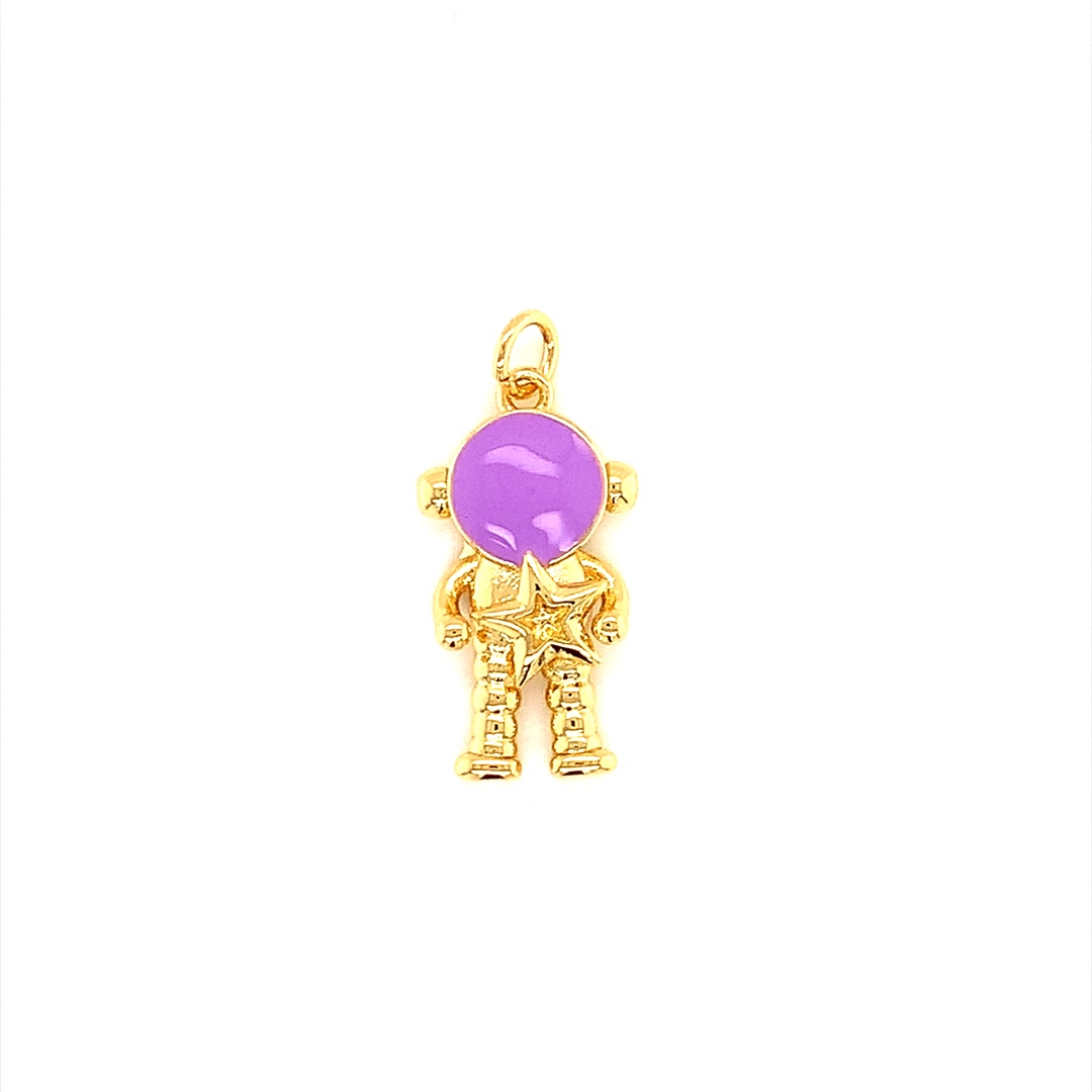 Purple Enamel Astronaut Charm - Gold Plated