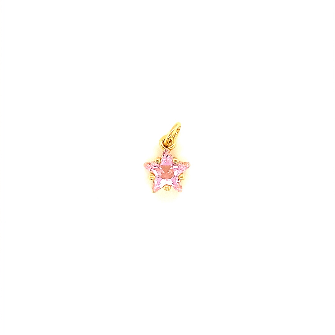 Pink CZ Star Charm - Gold Plated