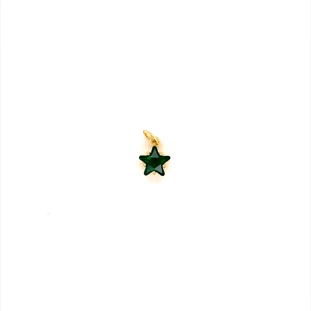 Green CZ Star Charm - Gold Plated