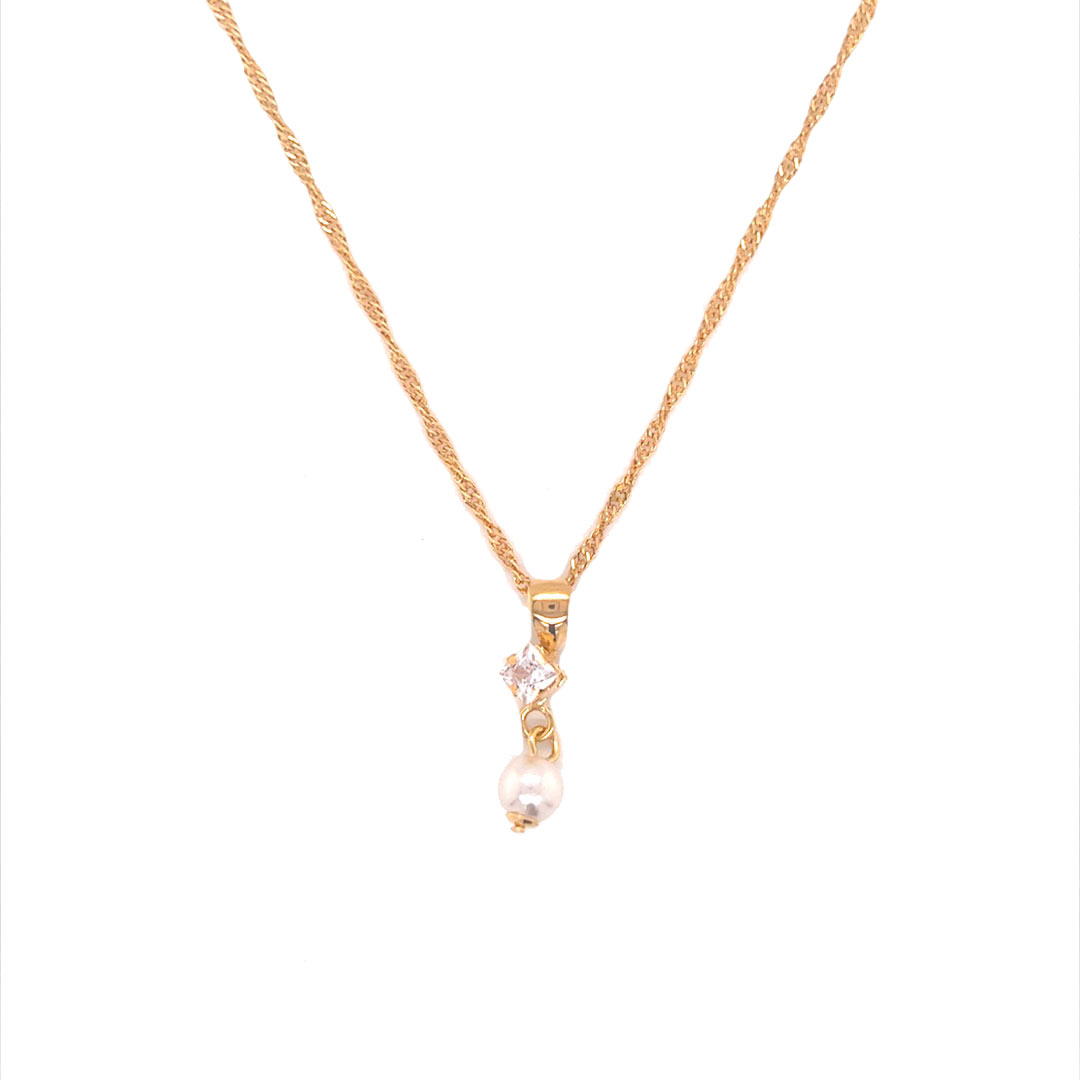 CZ Pearl Necklace - Gold Filled