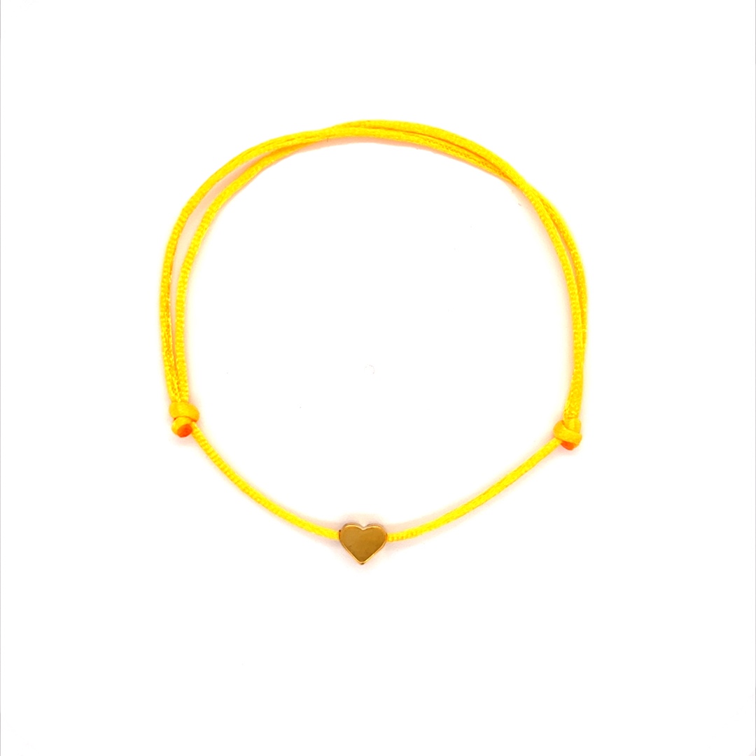 Yellow Macrame Bracelet with Zinc Alloy Gold Heart