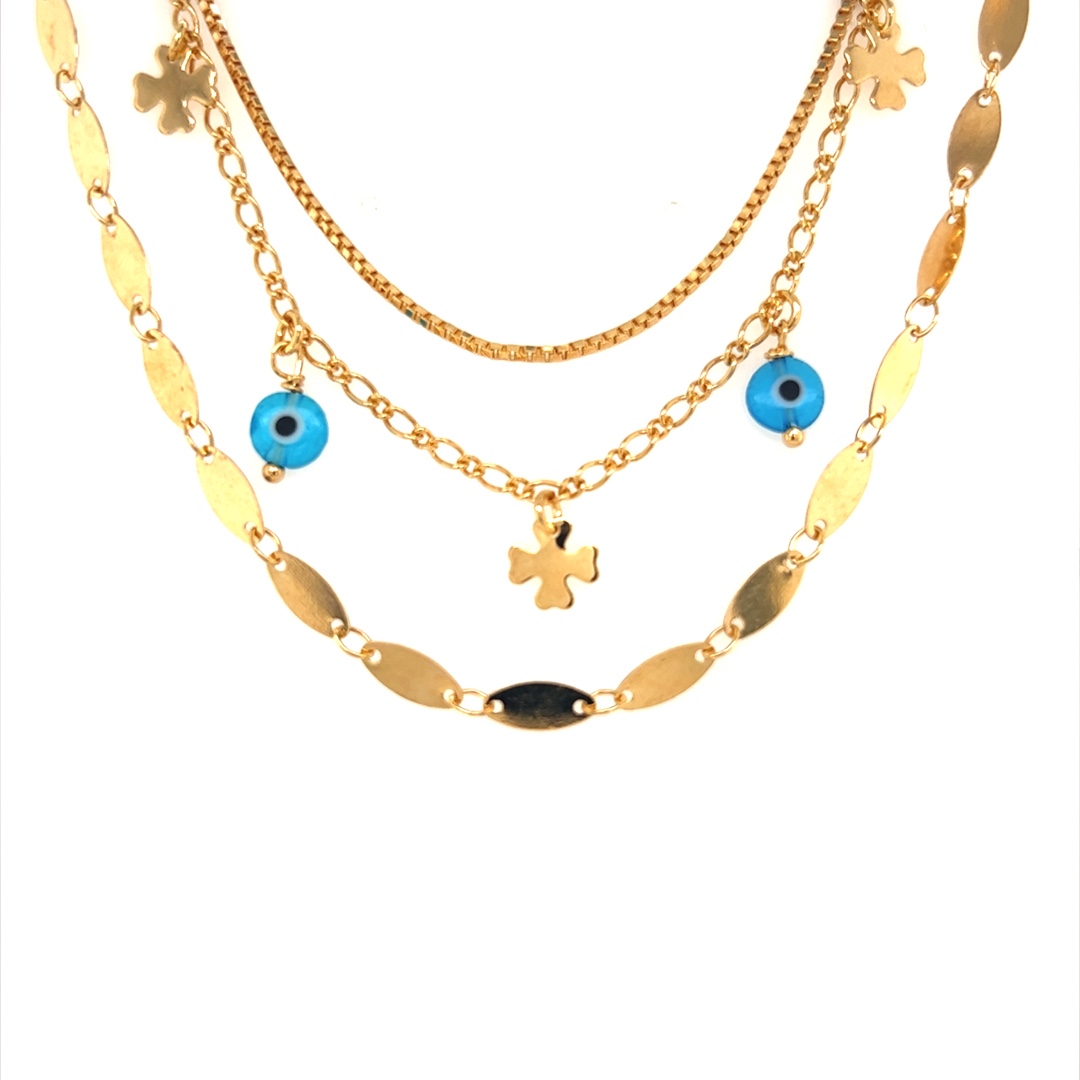 Multi Charm Layered Necklace - Gold Filled