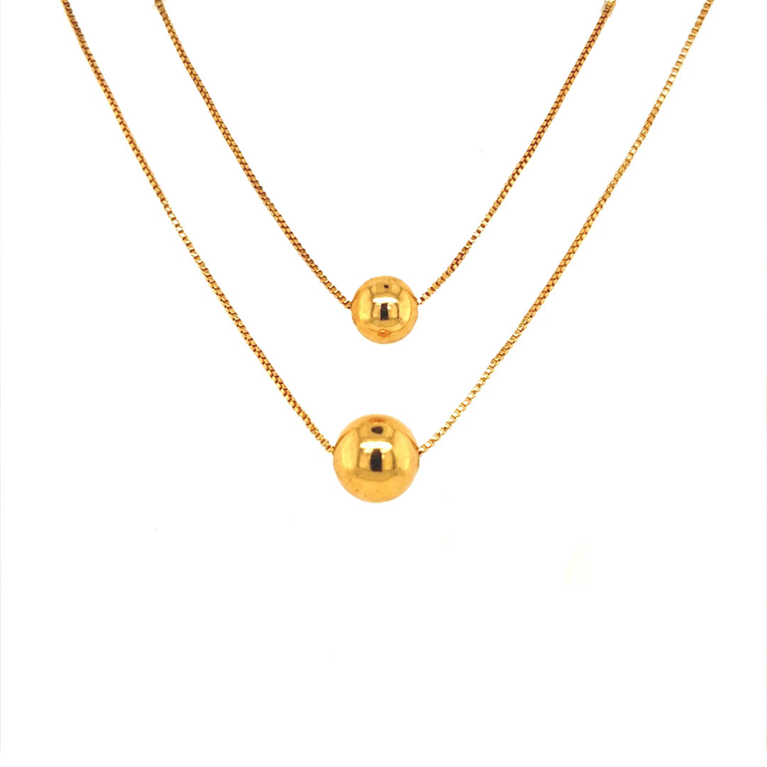 18.5" Layered Box Chain with Beaded Accents - Gold Filled