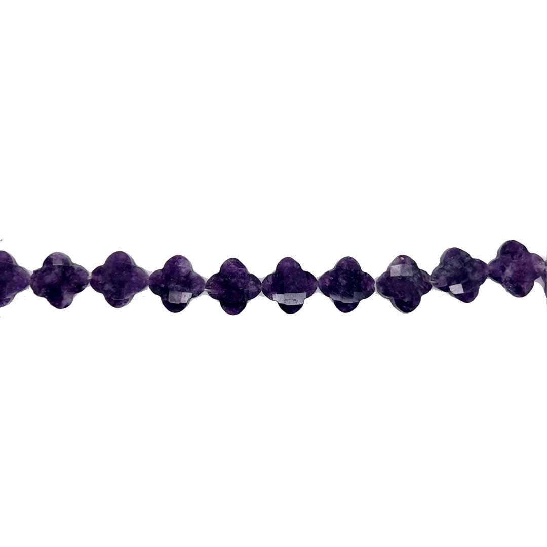 12.5mm Amethyst Faceted Four Leaf Clover Beads - 10 pcs.