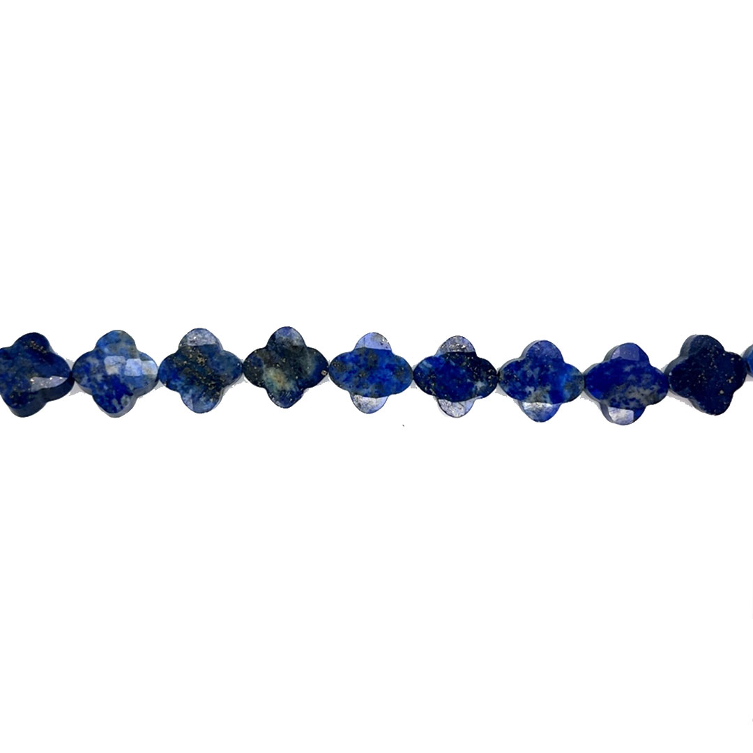 12.5mm Lapis Lazuli Faceted Four Leaf Clover Beads - 10 pcs.