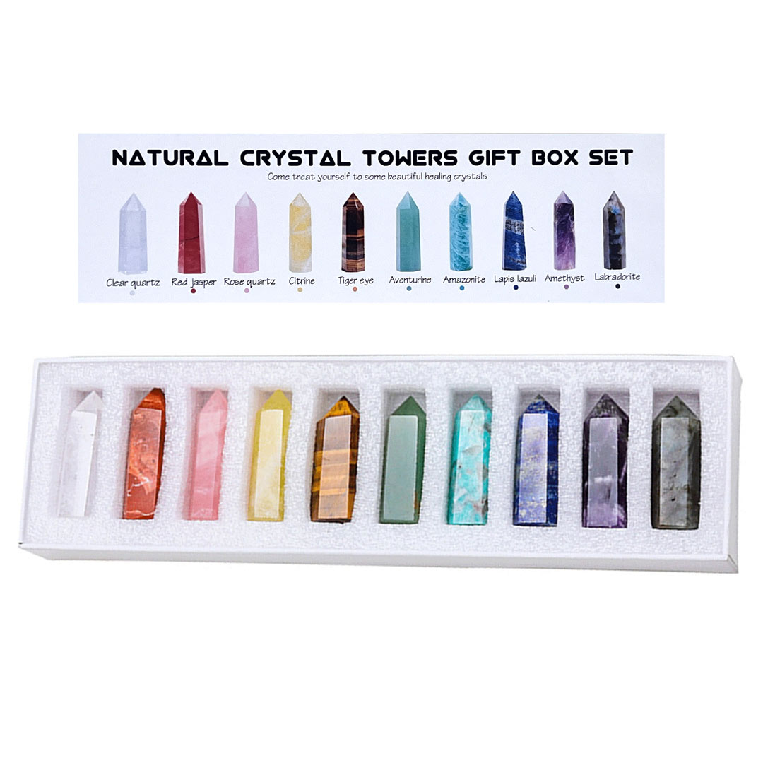 Natural Crystal Obelisk Box Set