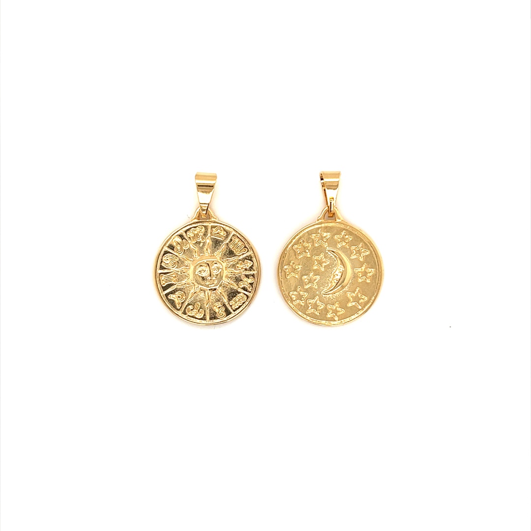 Double Sided Celestial Zodiac Pendant - Gold Filled