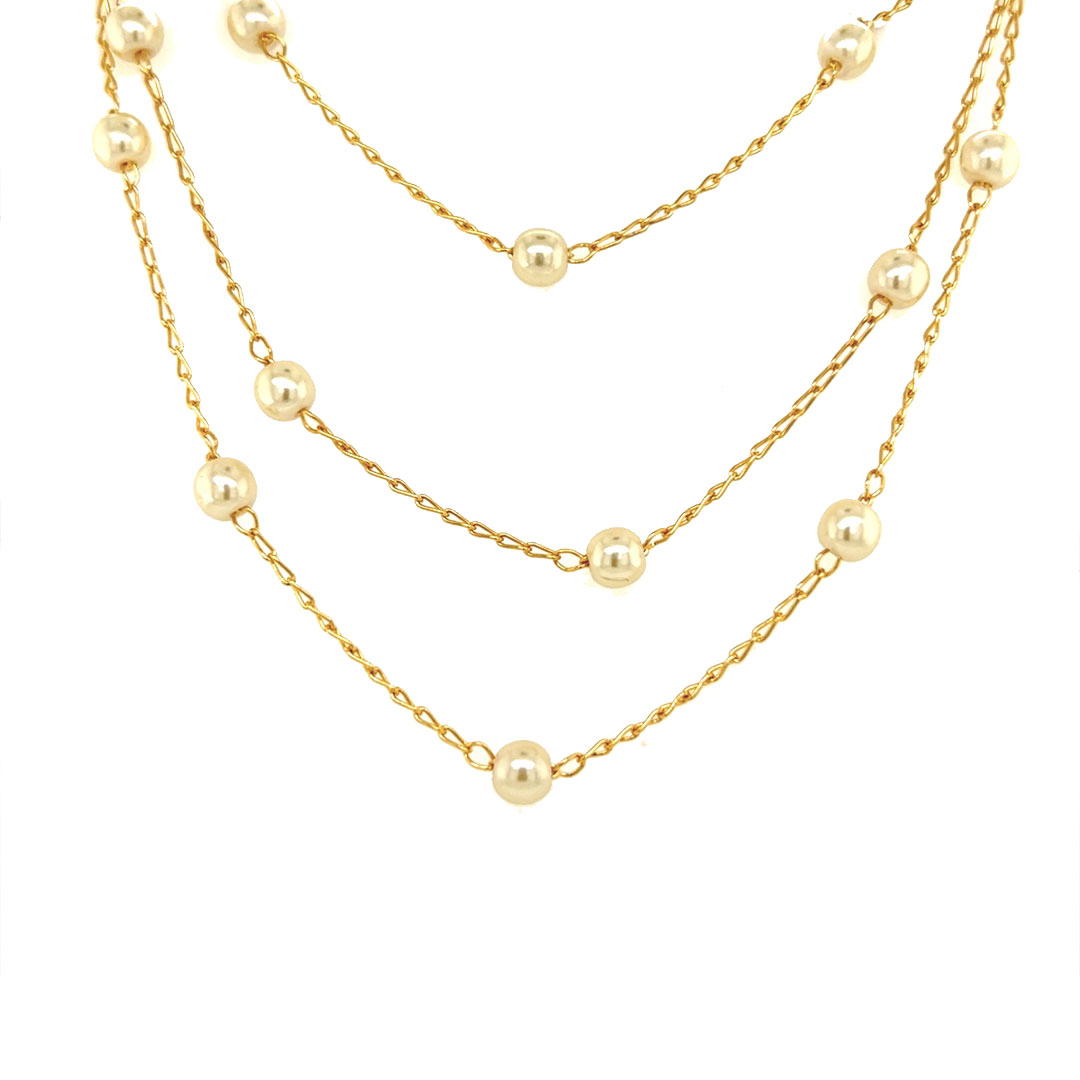 3 Layered Pearl Necklace - Gold Filled