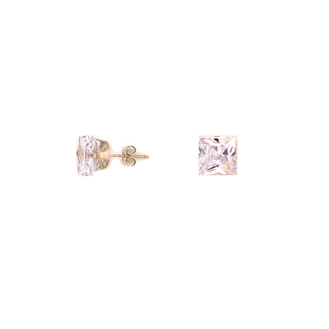 8.5mm Square CZ Studs - Sterling Silver
