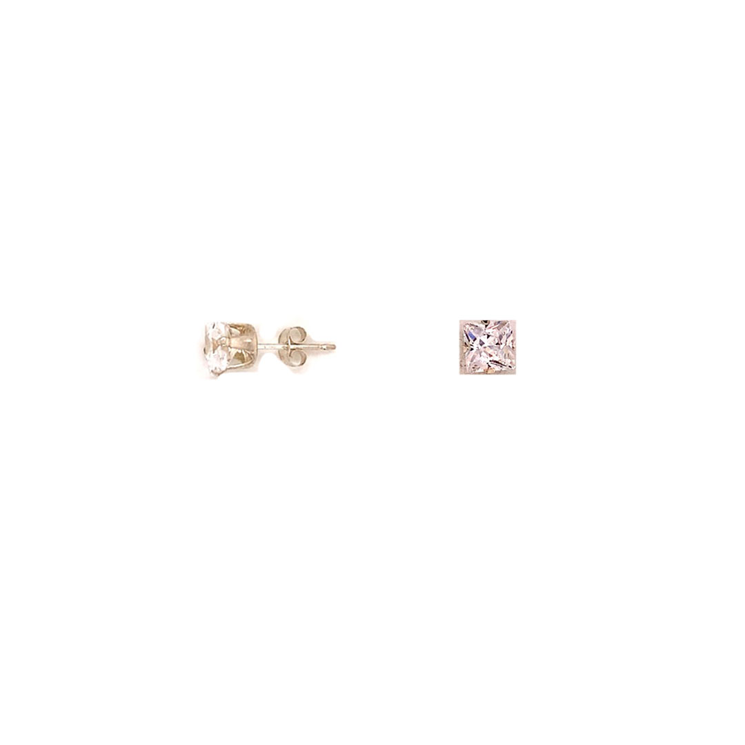 6mm Square CZ Studs - Sterling Silver