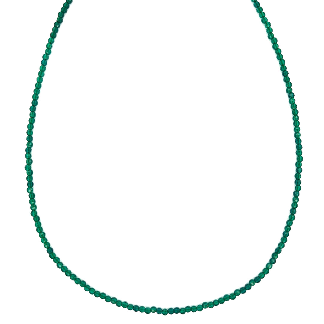 14" 2mm Emerald Crystal Faceted Choker with 2" Extension