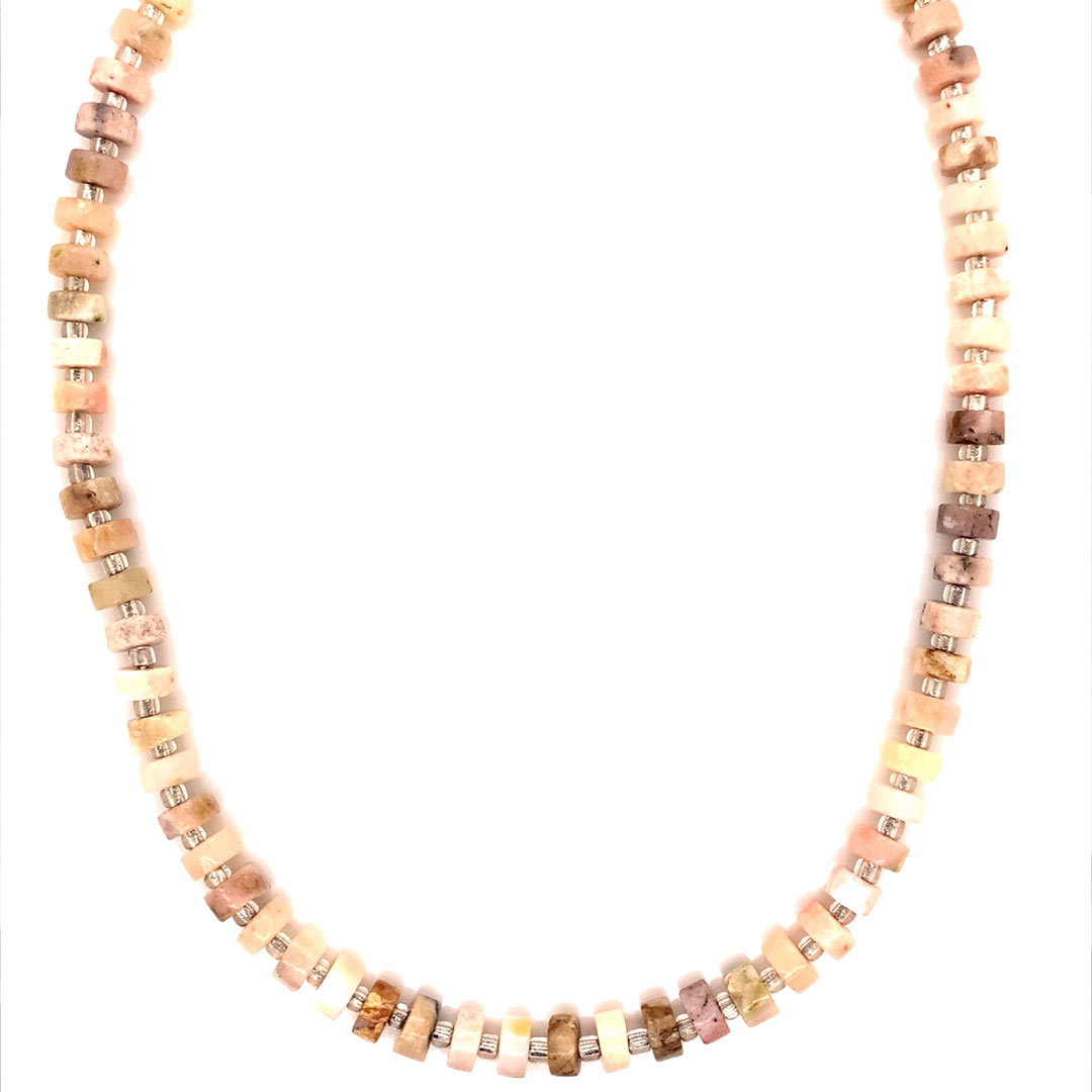 16" Pink Opal Gemstone Necklace with 2" Extension