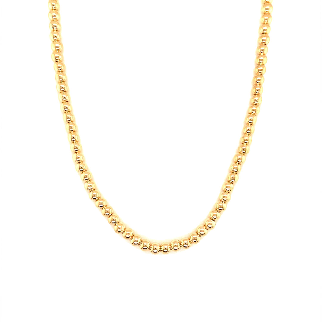 16.5" 4mm Beaded Necklace on Box Chain - Gold Filled