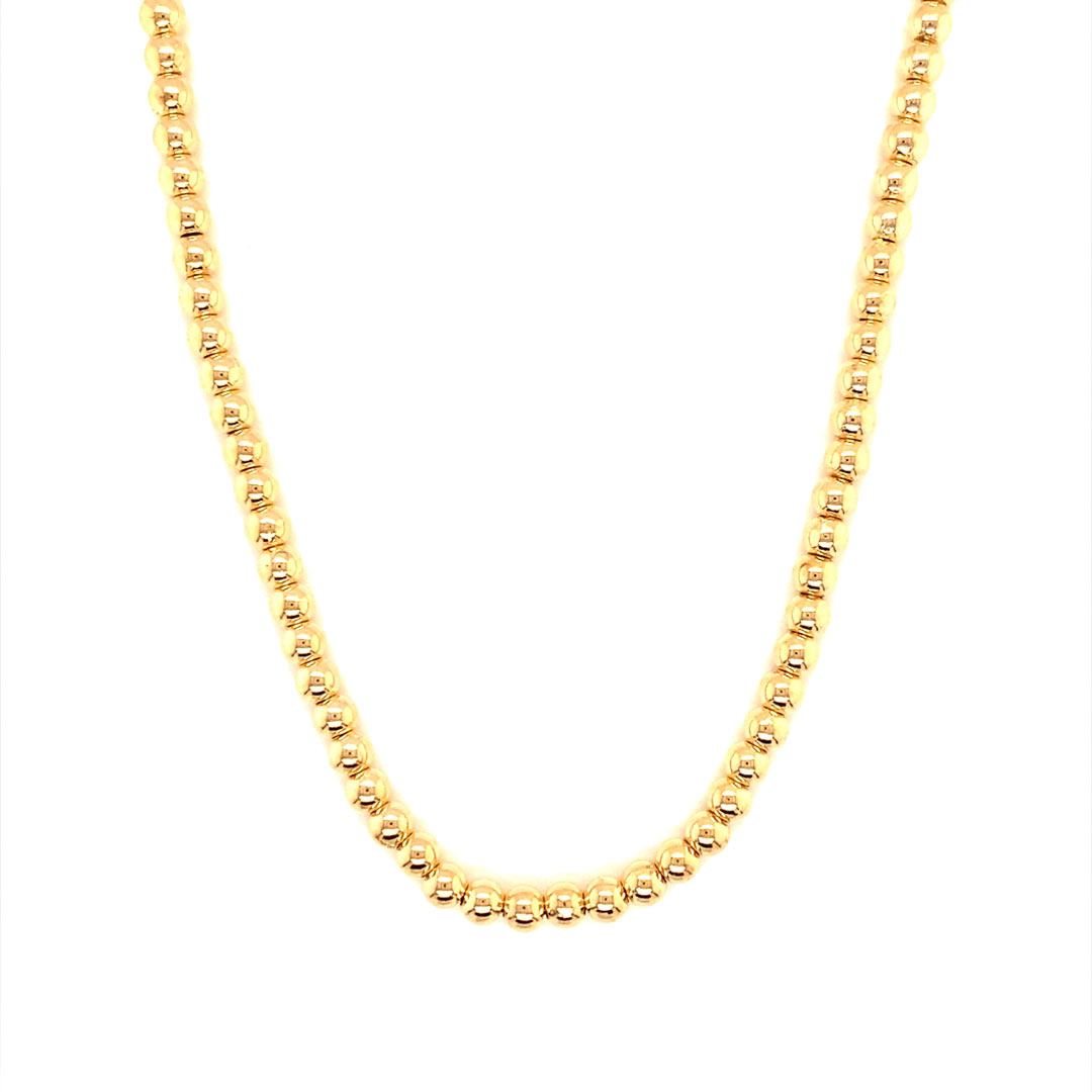 14.5" 4mm Beaded Necklace on Box Chain - Gold Filled