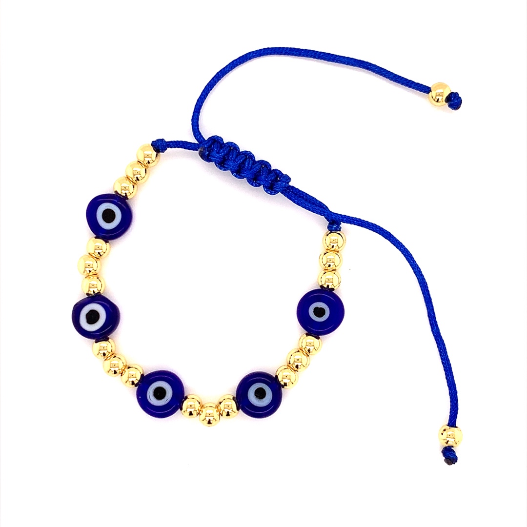 Blue Evil Eye Marame Bracelet - Gold Plated