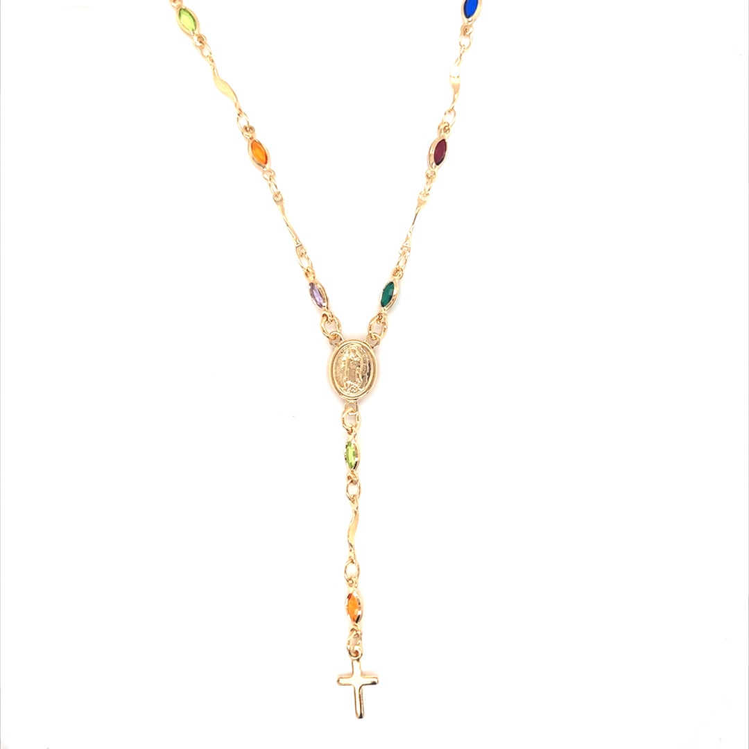 Multicolor Crystal Our Lady of Guadalupe Rosary - Gold Filled