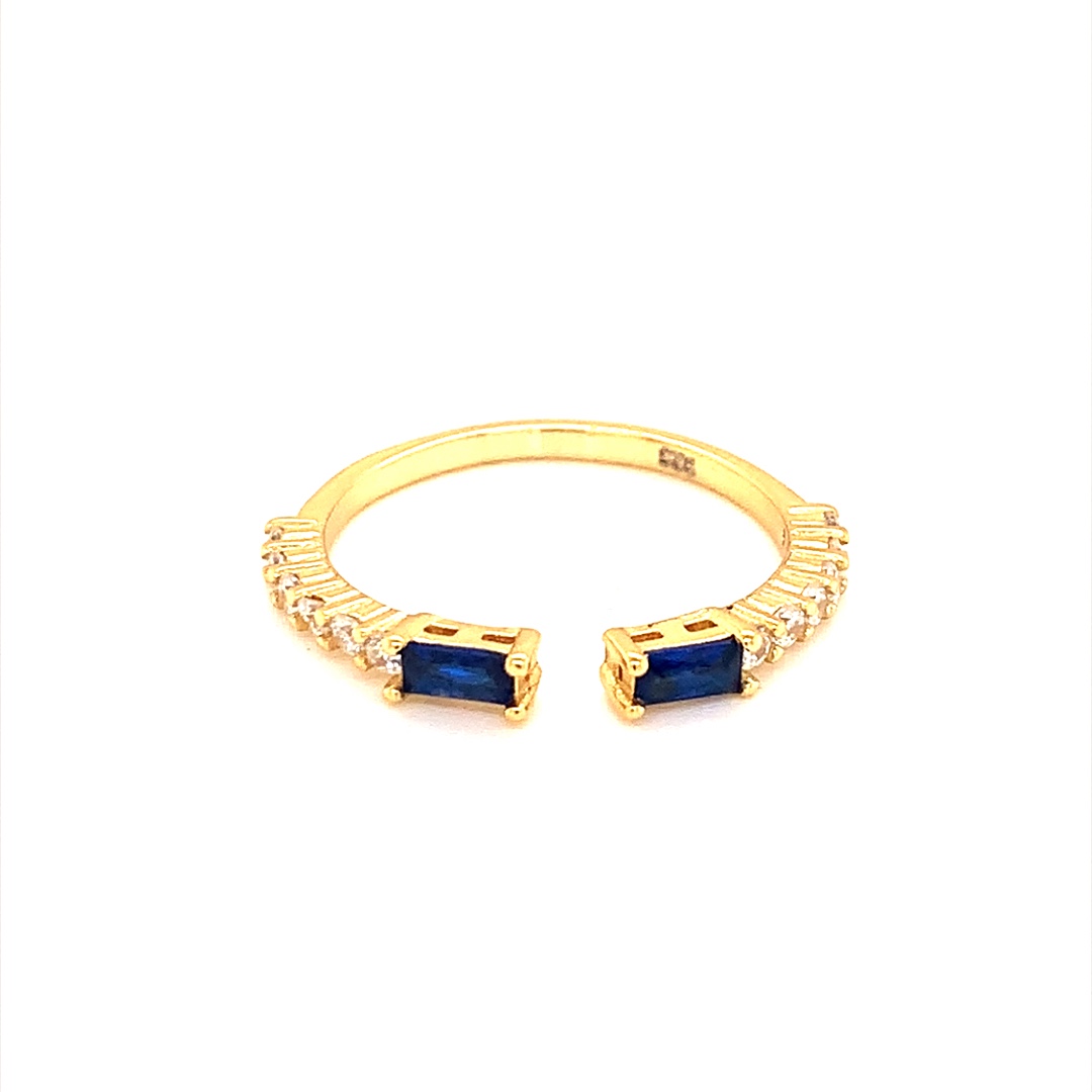Sapphire CZ Adjustable Ring - Gold Plated