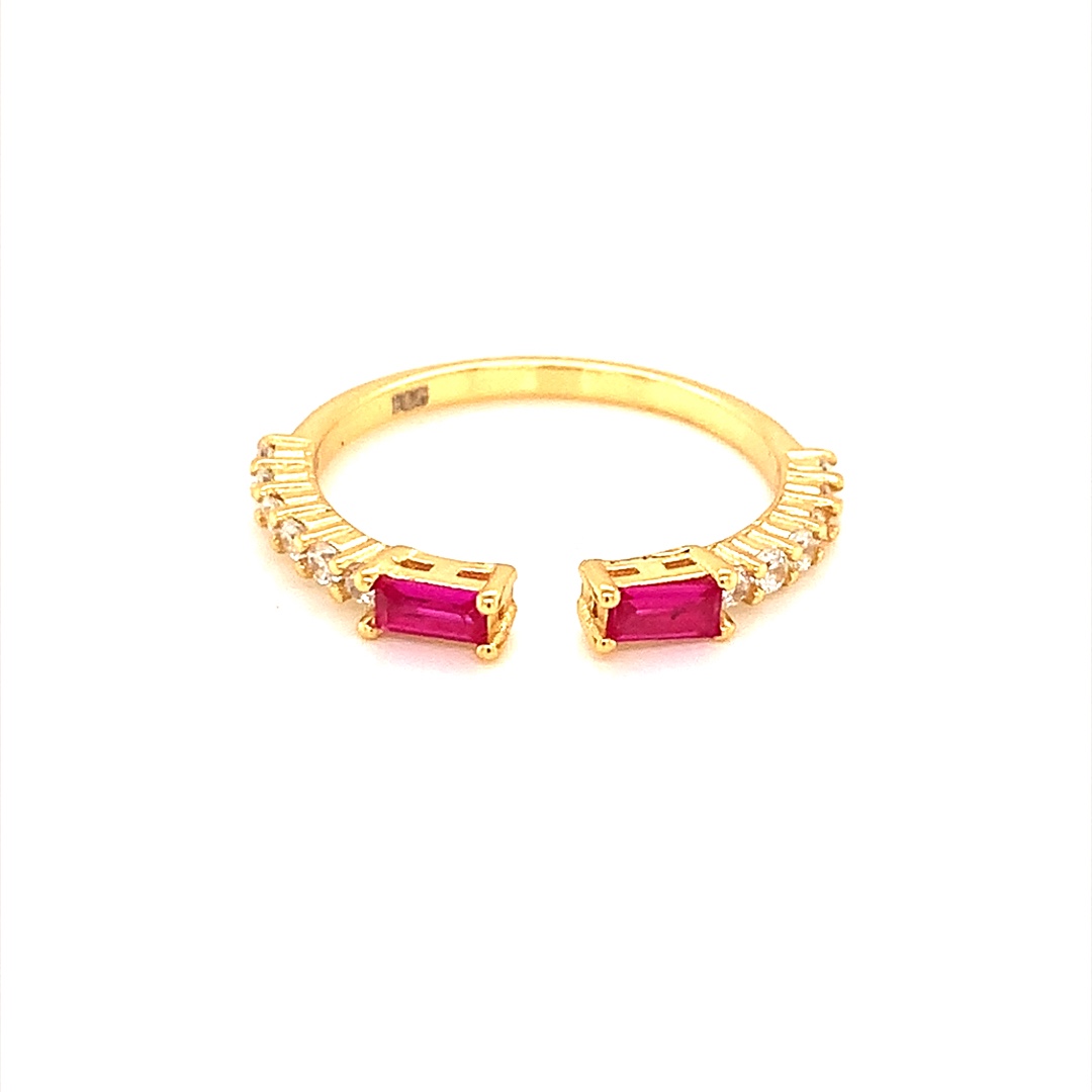 Ruby CZ Adjustable Ring - Gold Plated