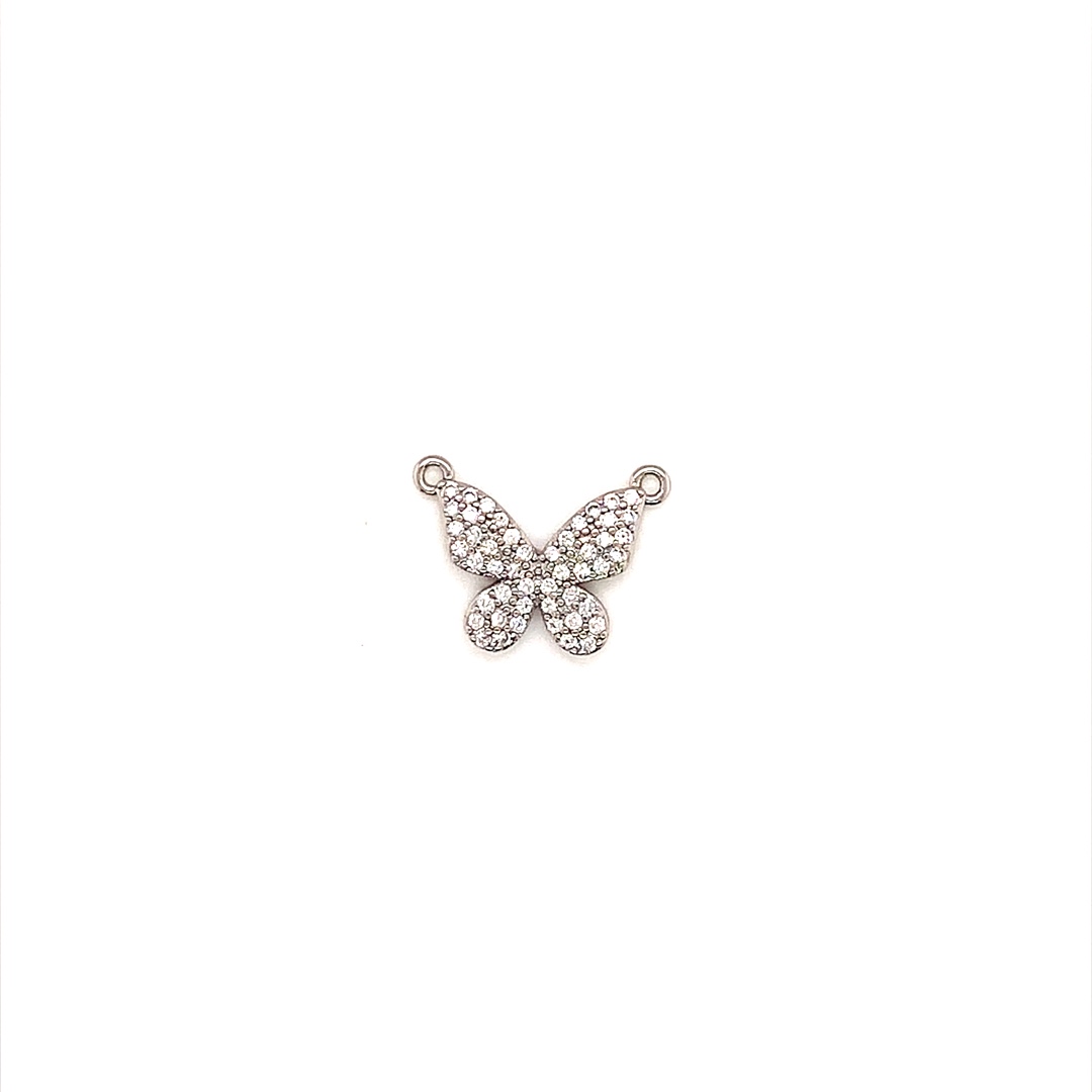 CZ Butterfly Connector - Silver Plated